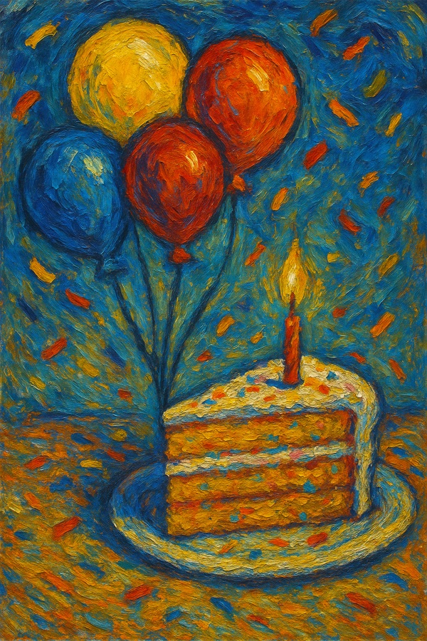 A Van Gogh painting on the front of a birthday card